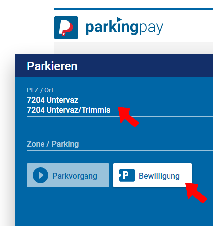 ParkingPay Bewilligung